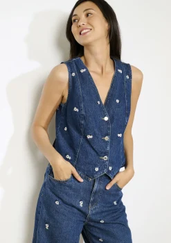 LolaLiza Spijker gilet met bloemen- Vesten En Blazers|Co-Ord Sets