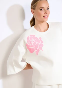 LolaLiza Sweat met paillettenbloem- Sweats