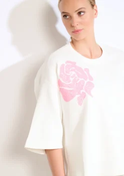 LolaLiza Sweat met paillettenbloem- Sweats