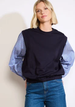 LolaLiza Sweater met gestreepte mouwen- Sweats