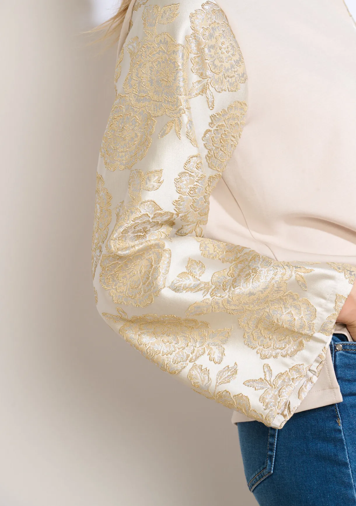 LolaLiza Sweatshirt met jacquardmouwen- Sweats