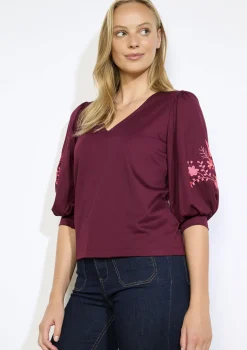 LolaLiza Top met borduursels op de mouwen- Tops En T-Shirts