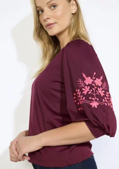LolaLiza Top met borduursels op de mouwen- Tops En T-Shirts