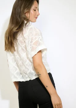LolaLiza Transparant blouse met kant- Blouses En Hemden