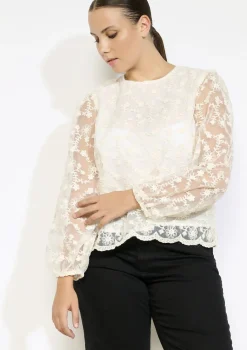 LolaLiza Transparante kanten blouse- Blouses En Hemden