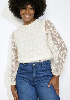 LolaLiza Transparante kanten blouse- Blouses En Hemden