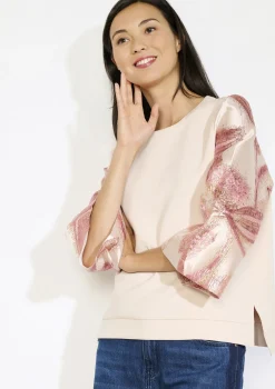 LolaLiza Trui met bloemen en paillettenmouwen- Sweats