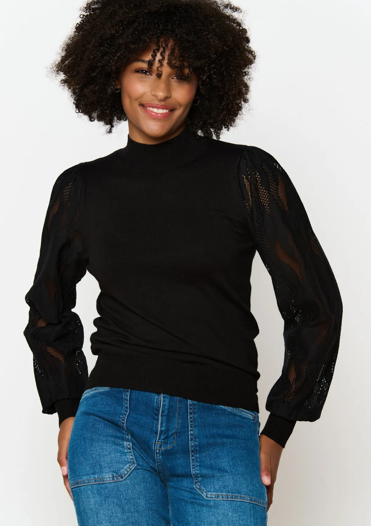 LolaLiza Trui met mesh mouwen- Truien En Cardigans