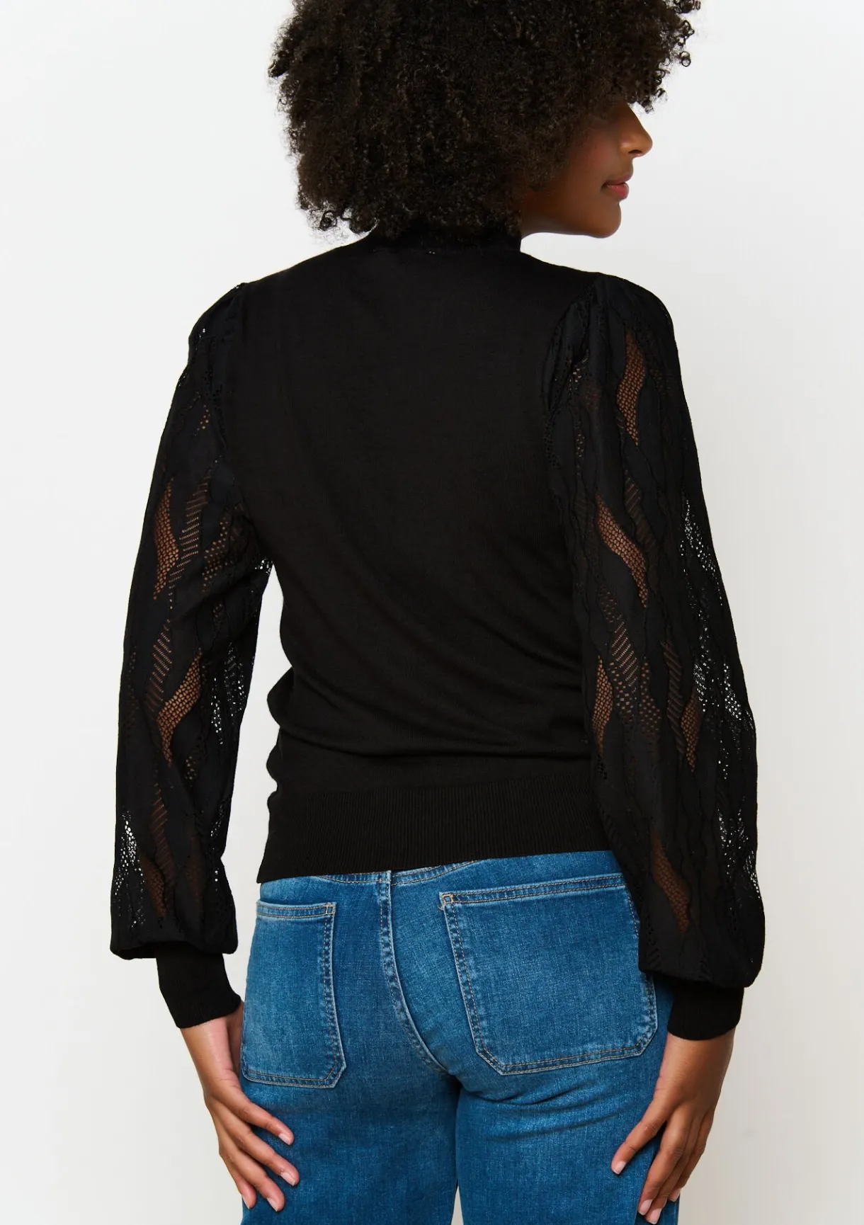 LolaLiza Trui met mesh mouwen- Truien En Cardigans