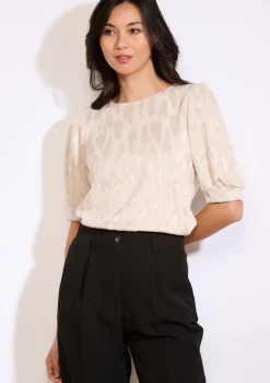 LolaLiza T-shirt met pofmouwen en luipaard- Tops En T-Shirts