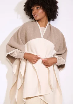 LolaLiza Tweekleurige omslagponcho- Accessoires|Mantels En Jassen