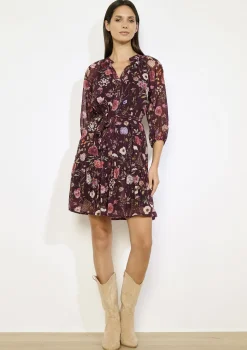 LolaLiza Zwierige bloemenjurk met ceintuur- Jurken